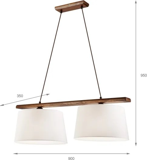 AIDA kábeles csillár 2xE27/60W/230V Ø35 cm tölgy/dió