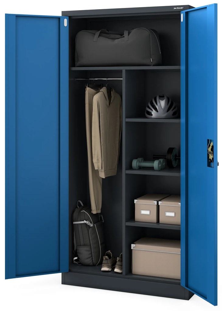 Tisztítószeres szekrény zárral DAWID 900 x 1850 x 450 mm, antracit-kék