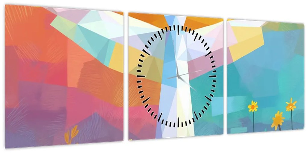 Kép - Virágok őrzője (órával) (90x30 cm)