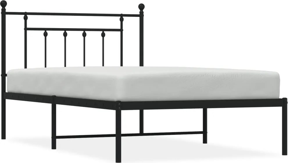 vidaXL fekete fém ágykeret fejtámlával 107 x 203 cm