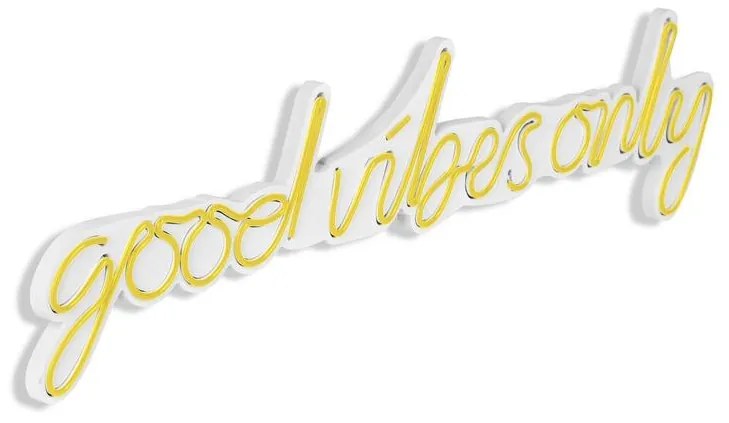 Műanyag LED-es fali dekoráció, Good Vibes Only - Sárga