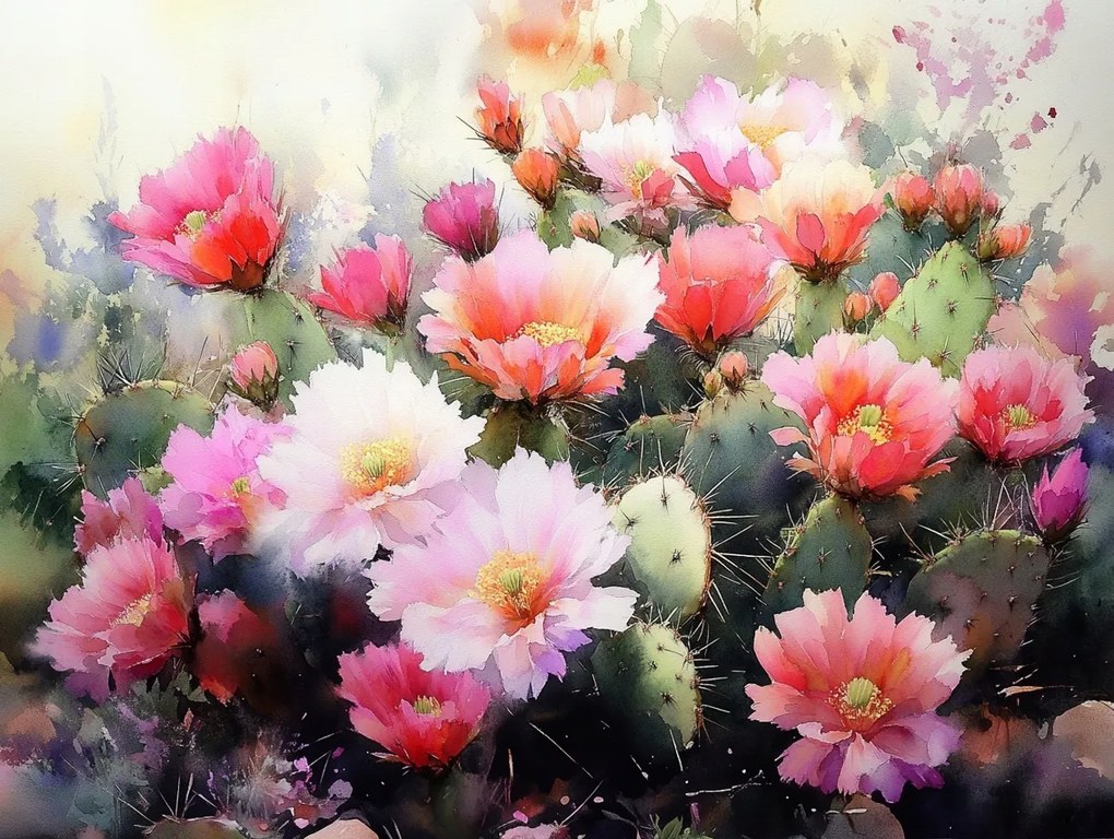 Vászonkép Canvas Természet Növény Amerika Kaktusz Fügekaktusz Virágok 100x75