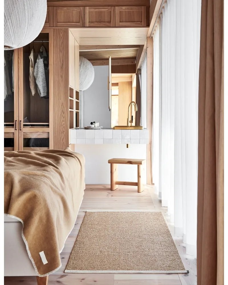 Okkersárga gyapjúkeverék takaró 140x200 cm Ylva Ochre – Pappelina