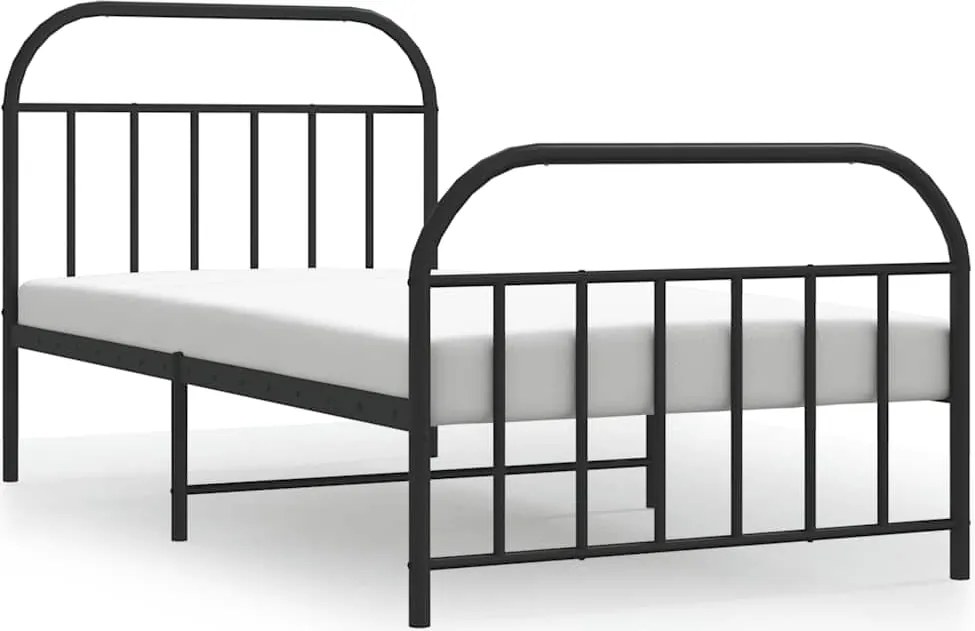 vidaXL fekete fém ágykeret fej- és lábtámlával 100 x 200 cm