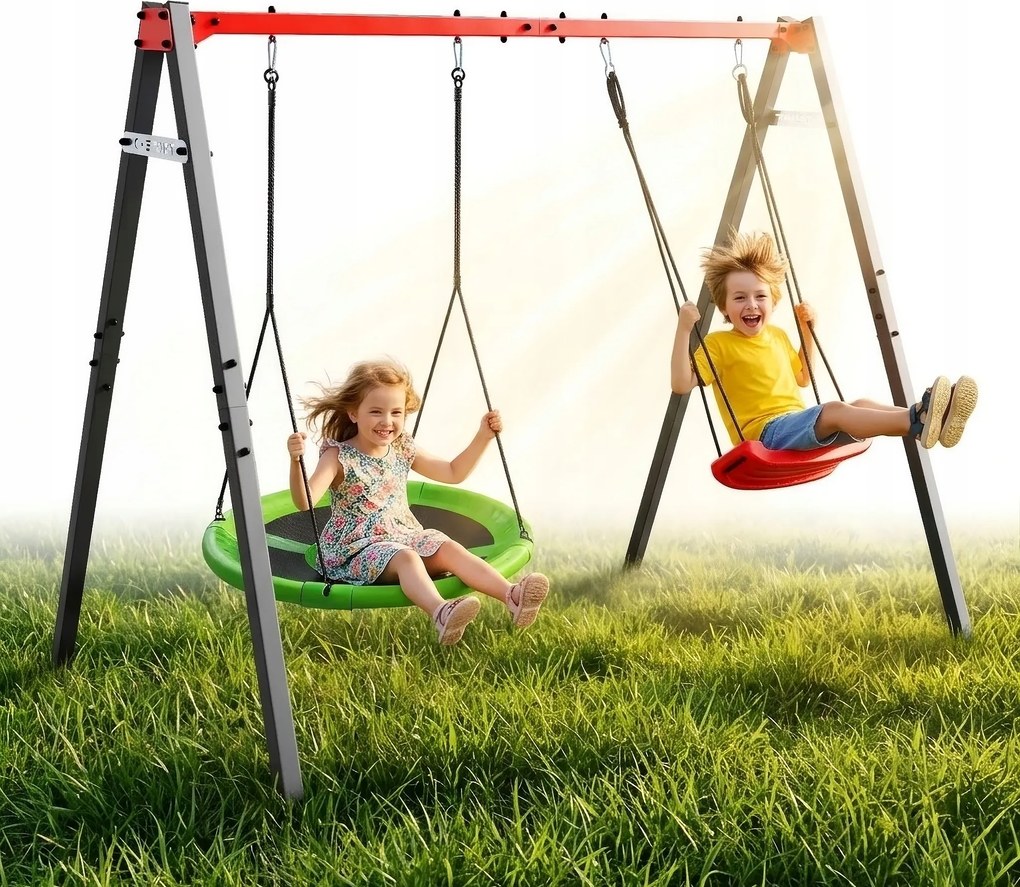 Kerti Hinta Gyerekeknek Fém Gólyafészek Dupla Váz