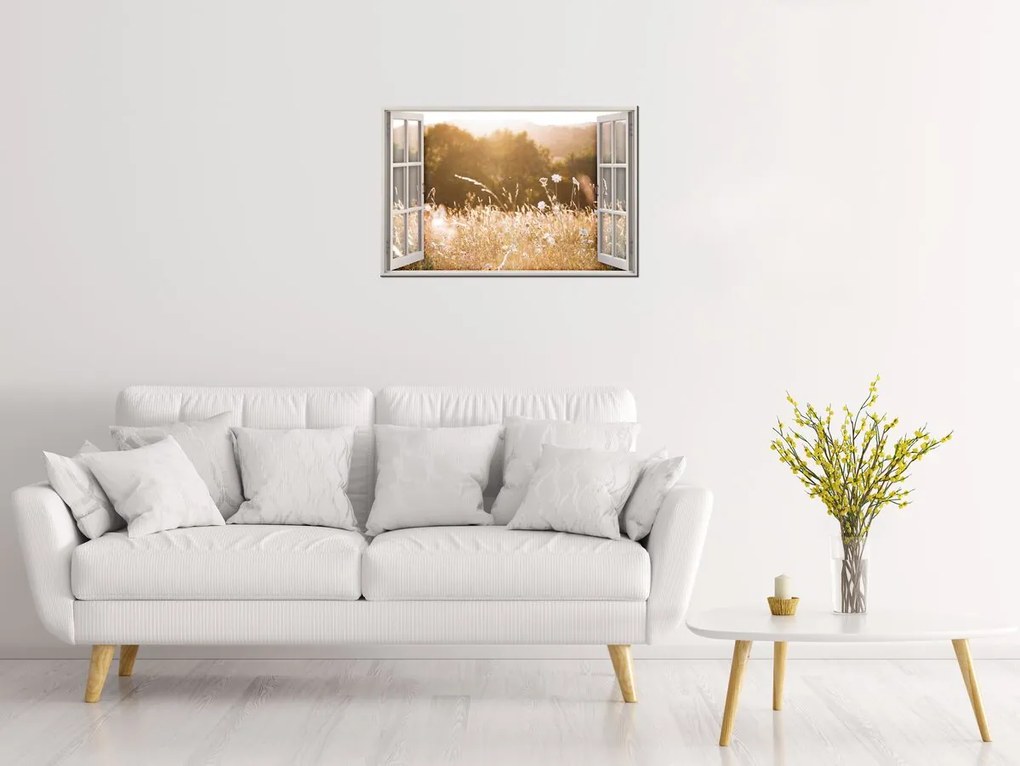Gario Vászonkép Nyitott ablak Nyári mezo Méret: 90 x 60 cm