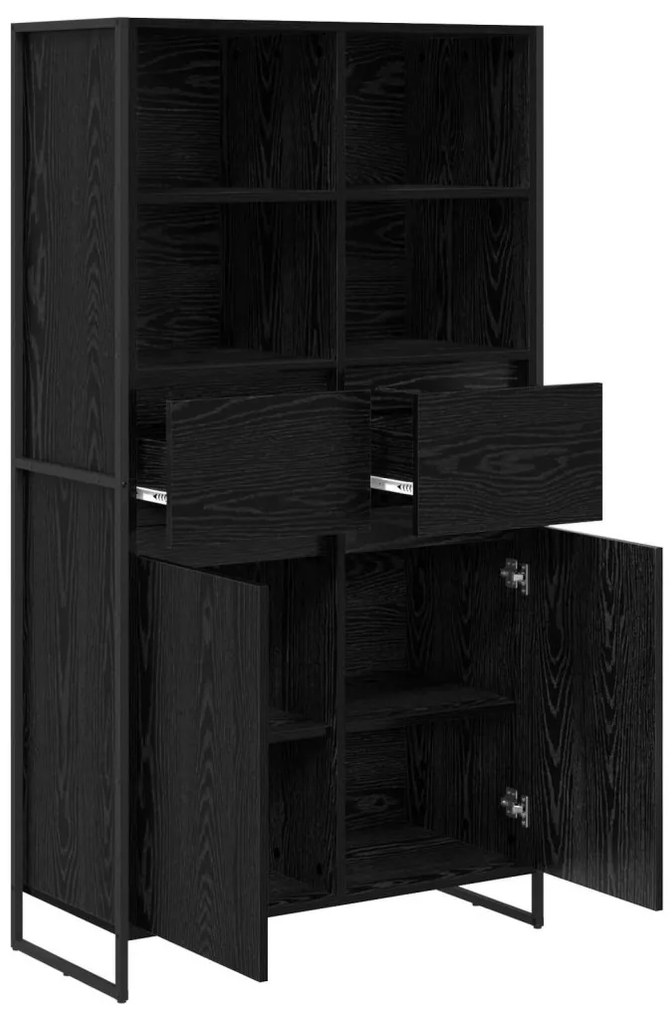 Széf fiókkal 2 pcs Fekete tölgy 81 x 36 x 150.5 cm Faanyag
