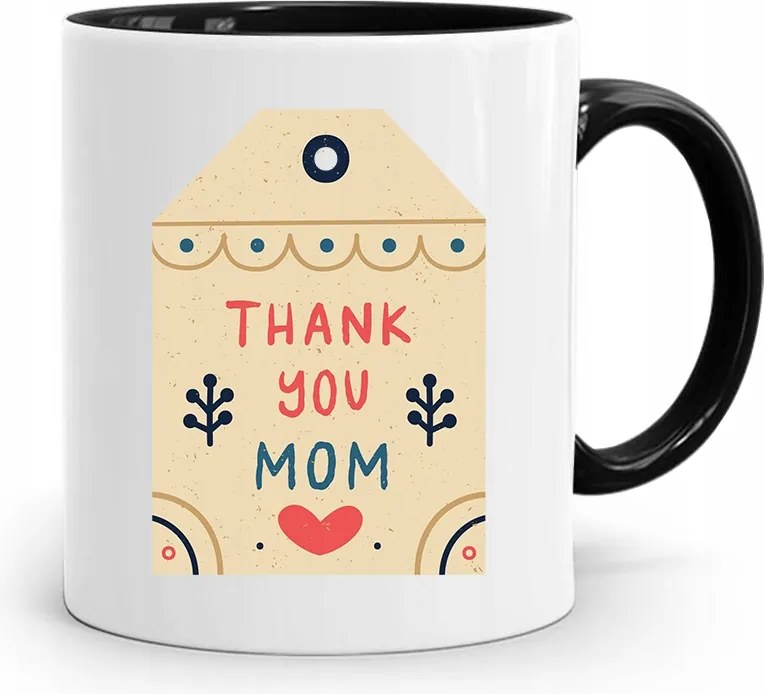 Fekete Bögre Ajándék Anyukáknak Thank You Mom fényképes nyomtatással