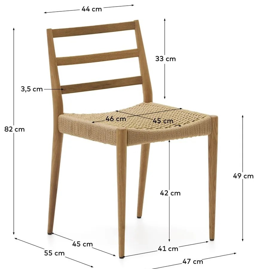 Natúr színű tölgyfa étkezőszék szett 2 db-os Analy – Kave Home