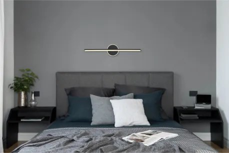 Globo 41924S Fali könnyű fém fekete matt, akril fehér, IP44, SZxM: 608x130mm, Mélység: 74mm, LED 10W 230V, 980lm forrás, 630lm kimenet, 4000K