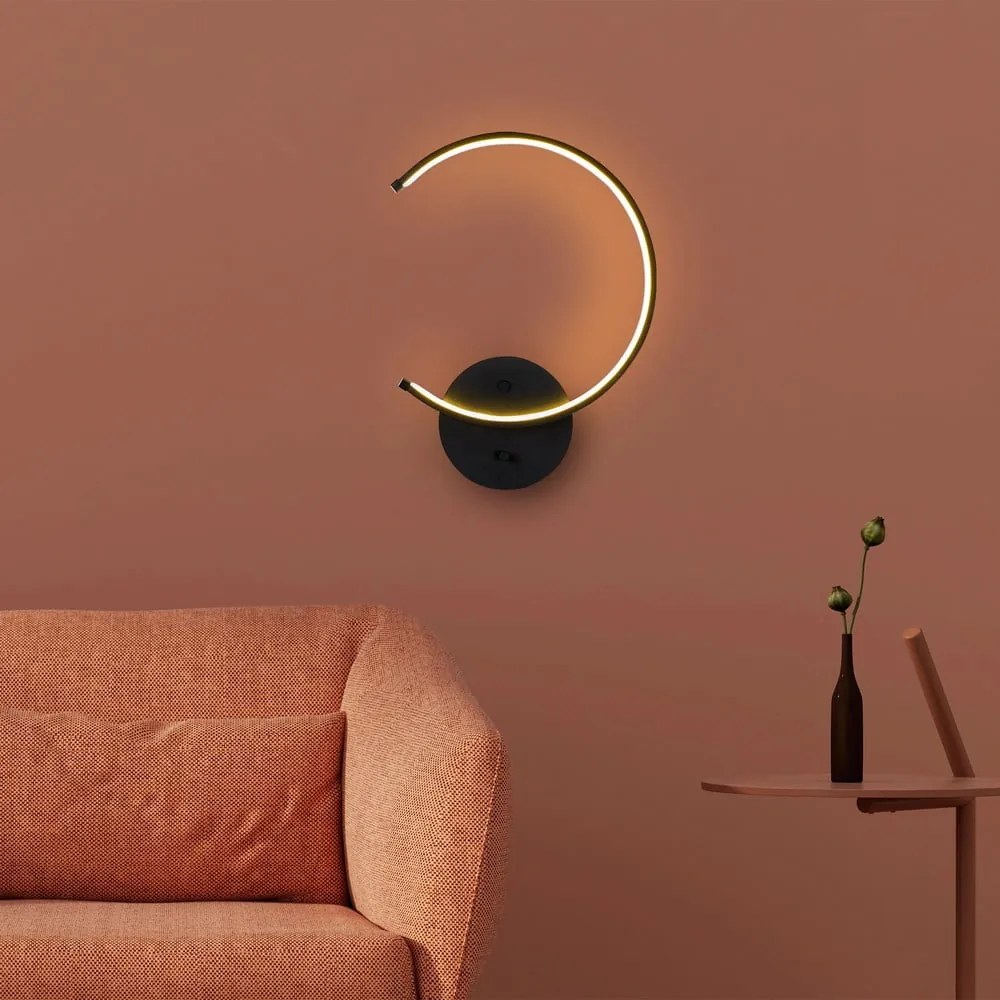 Fekete LED fali lámpa ø 10 cm Moon – Opviq lights