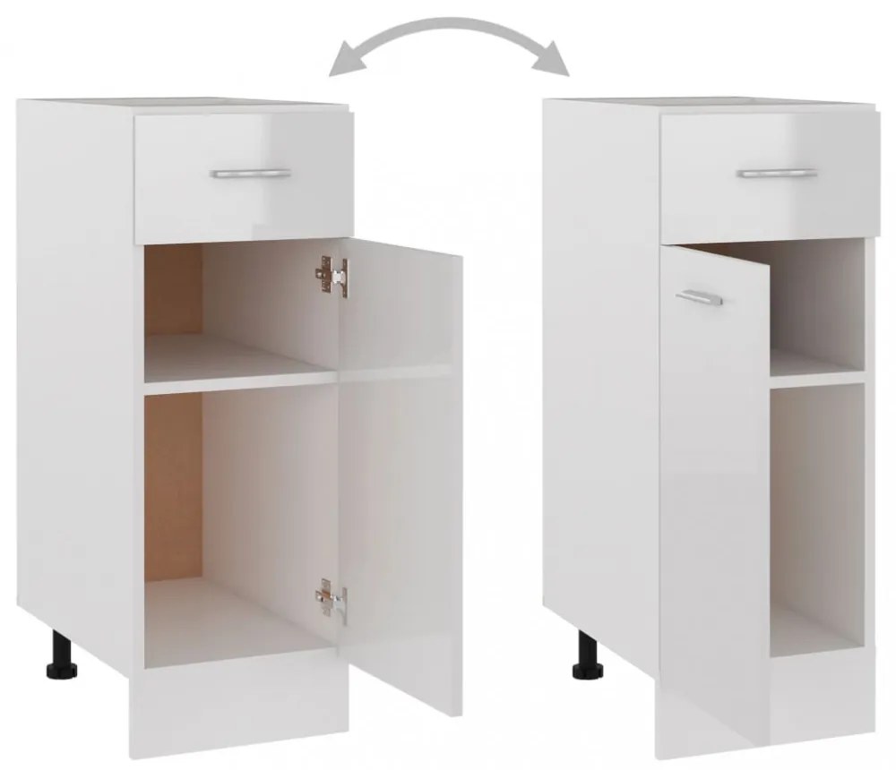 “Lyon” magasfényű fehér szerelt fa fiókos alsószekrény