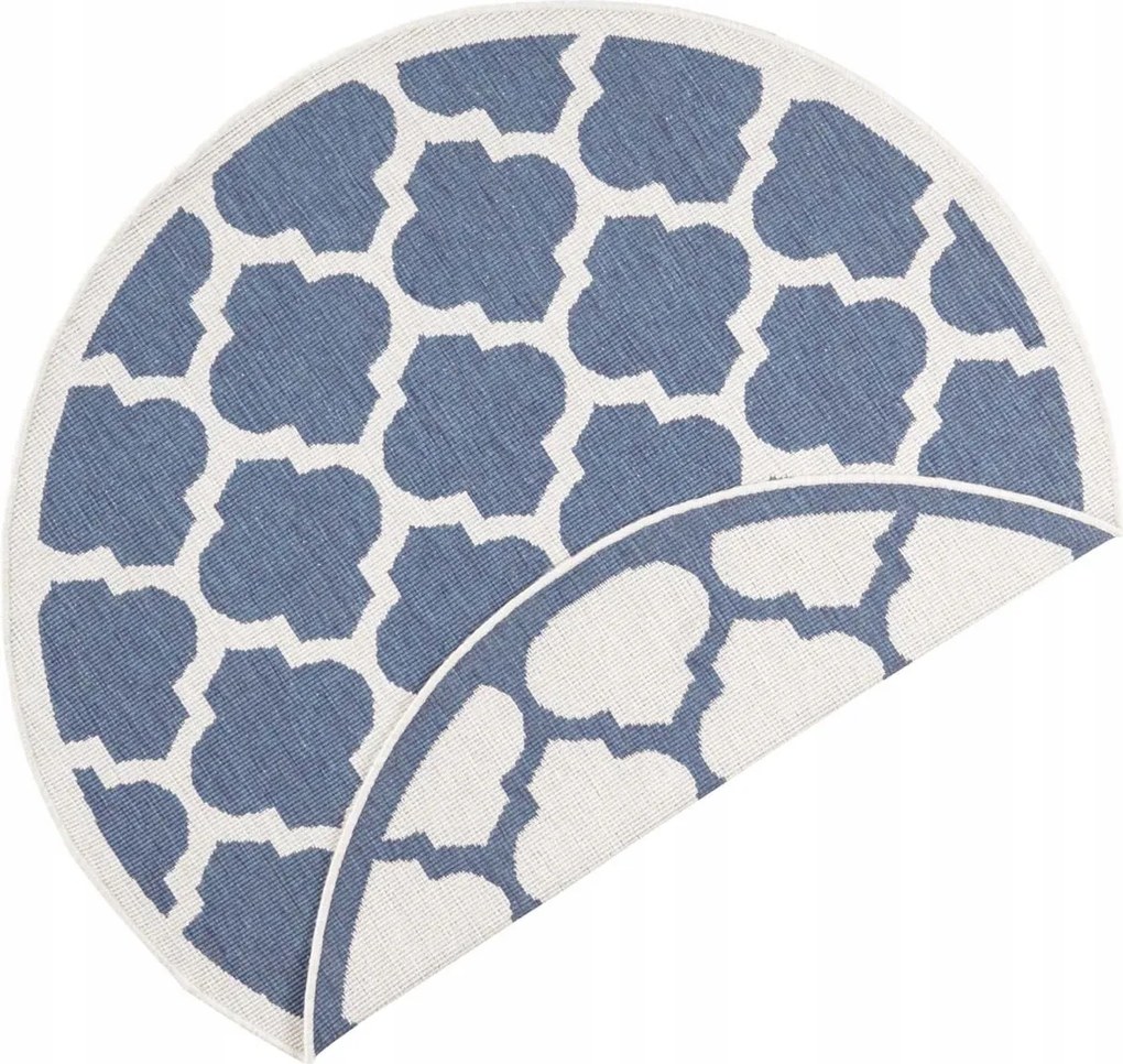 Palermo sötétkék kerek szőnyeg, lóhere 200 cm