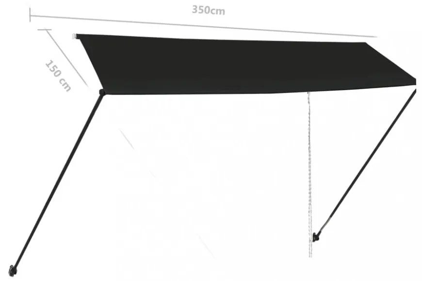 feltekerhető antracitszürke napellenző LED-del 350 x 150 cm