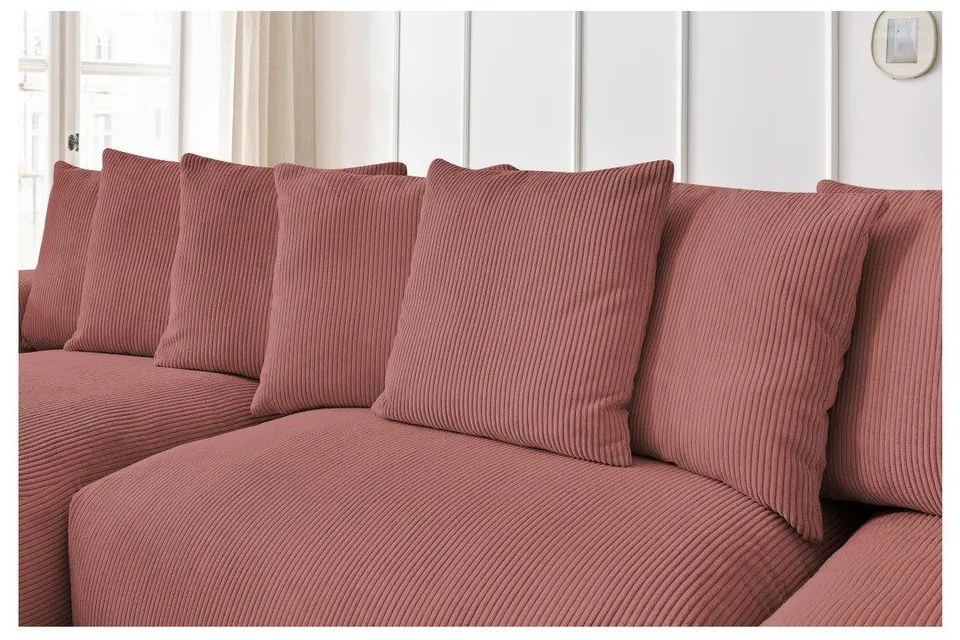 Világos rózsaszín kordbársony sarokkanapé Voltaire – Bobochic Paris