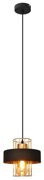 Csillár zsinóron VOLTA 1xE27/15W/230V fekete/arany