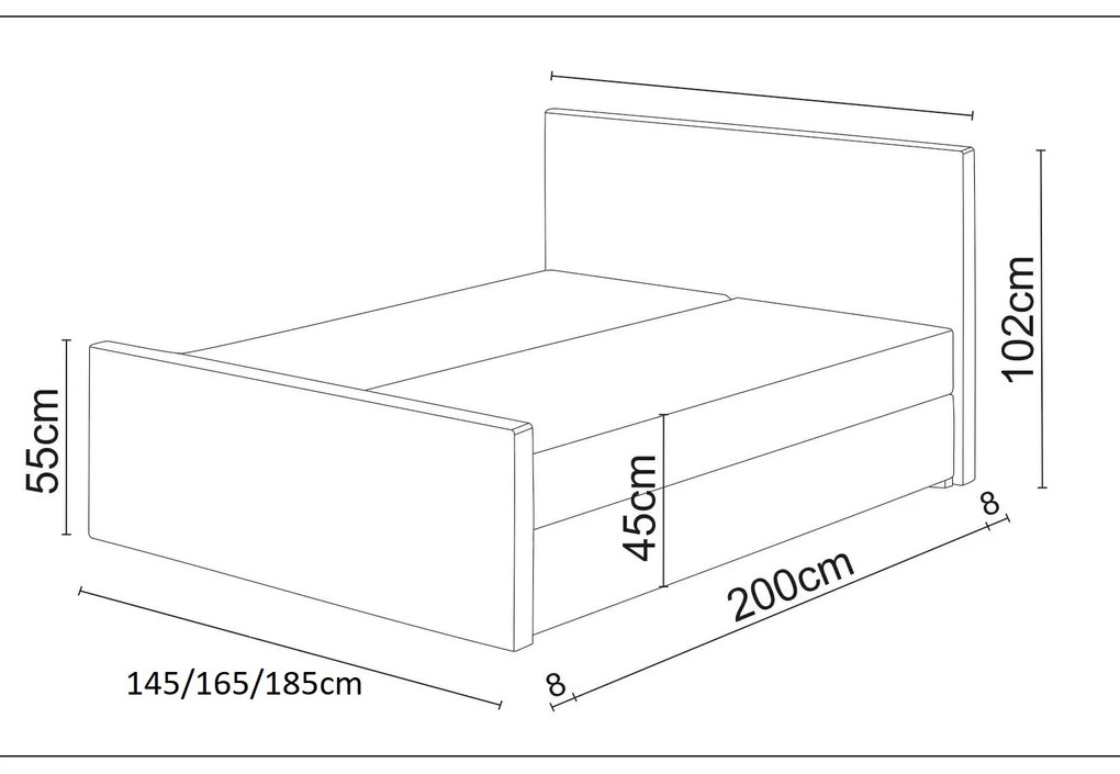 Franciaágy Boxspring 200 cm Milagros 2 (szürke) (matraccal és tárolóhellyel). 1047241