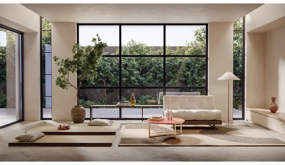 Szürkésbézs len kinyitható kanapé 140 cm Roots Carob – Karup Design