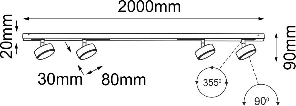 ANTIGO 1028 DROP LINE MOVE Modern Mennyezeti Lámpa Fehér GX53 IP20