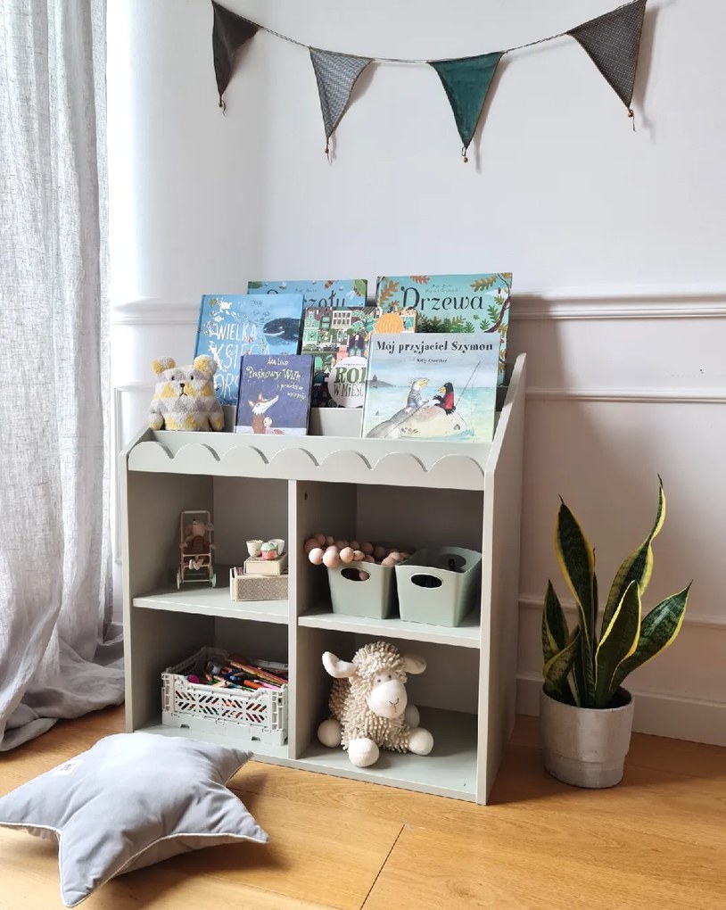 Gyerekkönyvtár BOOK NOOK SAGE 71x76 cm, világos zöld