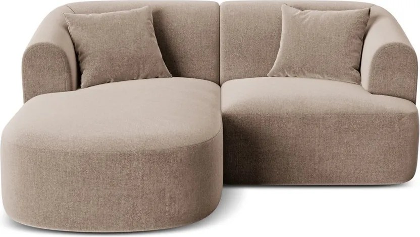 Világosbarna bársony sarokkanapé (bal oldali-heverő résszel) Campi – Cosmopolitan Design