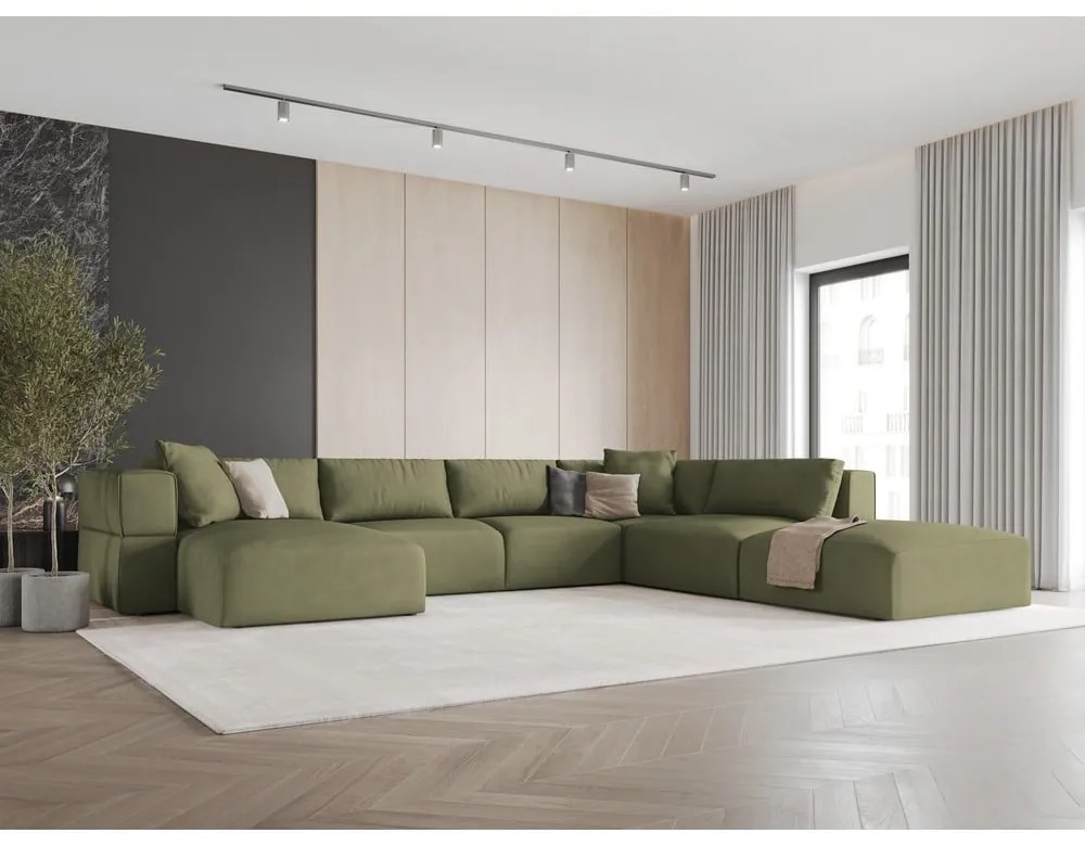 Világoszöld sarokkanapé (jobb oldali-"U" alakú) Esther – Milo Casa