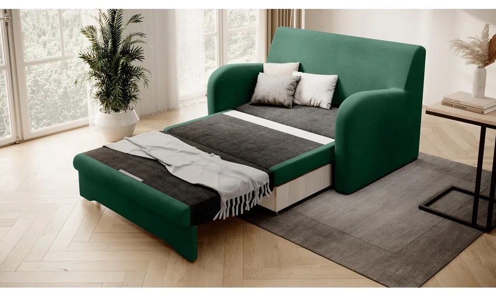 Zöld bársony kinyitható kanapé 130 cm Ario – ELTAP