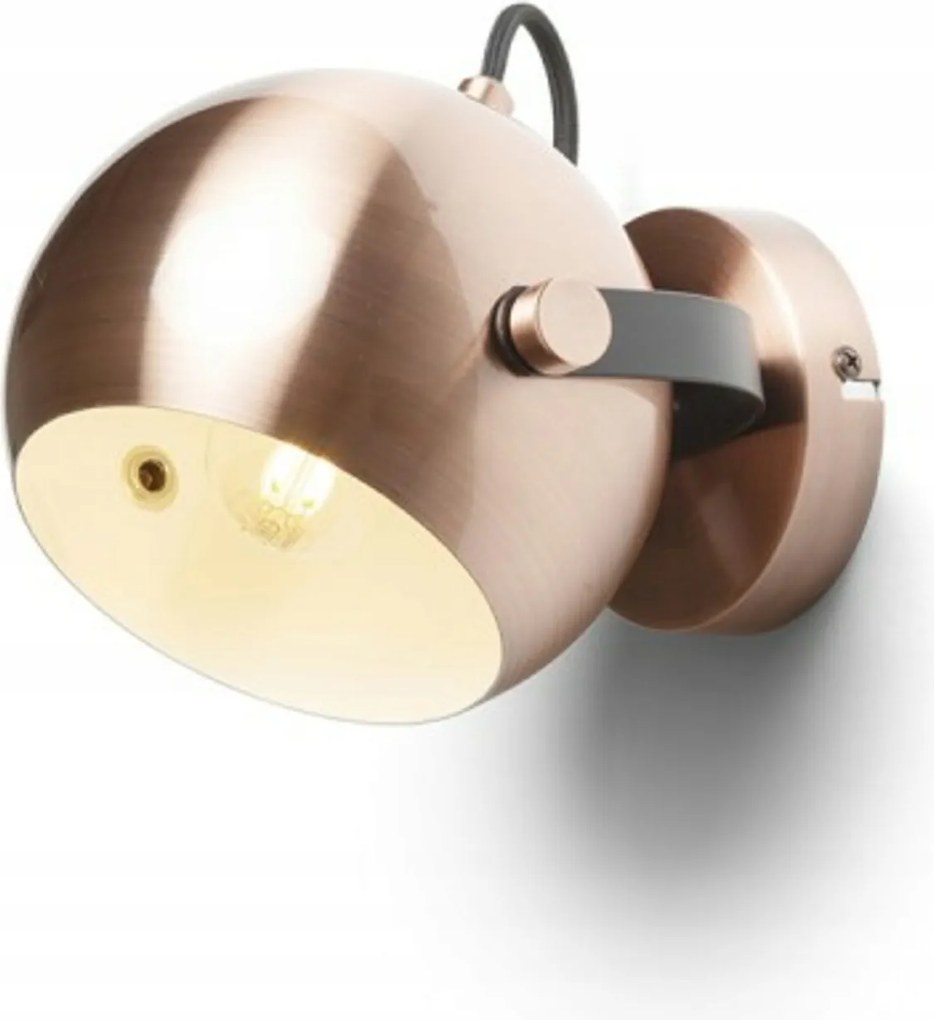 Rendl Agneta felületre szerelhető forgó spotlámpa szálcsiszolt réz/fekete E27 40W