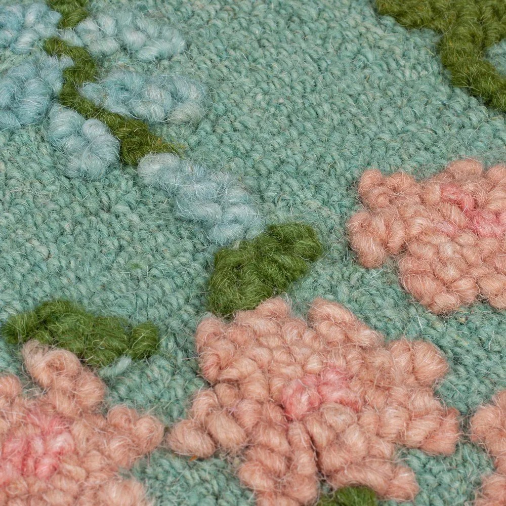 Mentazöld kézi szövésű gyapjú szőnyeg 200x290 cm Emilia Floral – Flair Rugs