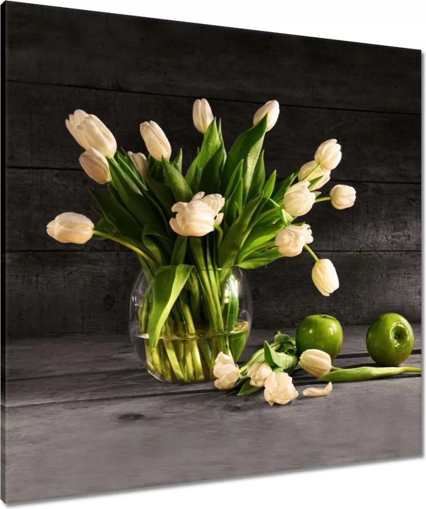 Vászonkép 80x80 Tulipánok vázában