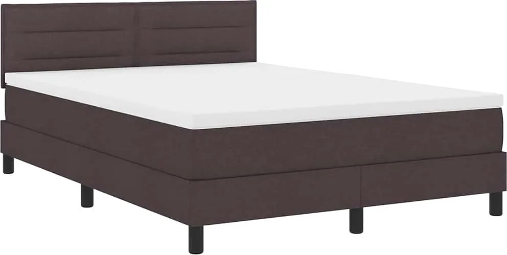 vidaXL Boxrugós ágy matracmal leddel Sötét Barna 140 x 190 cm szövet