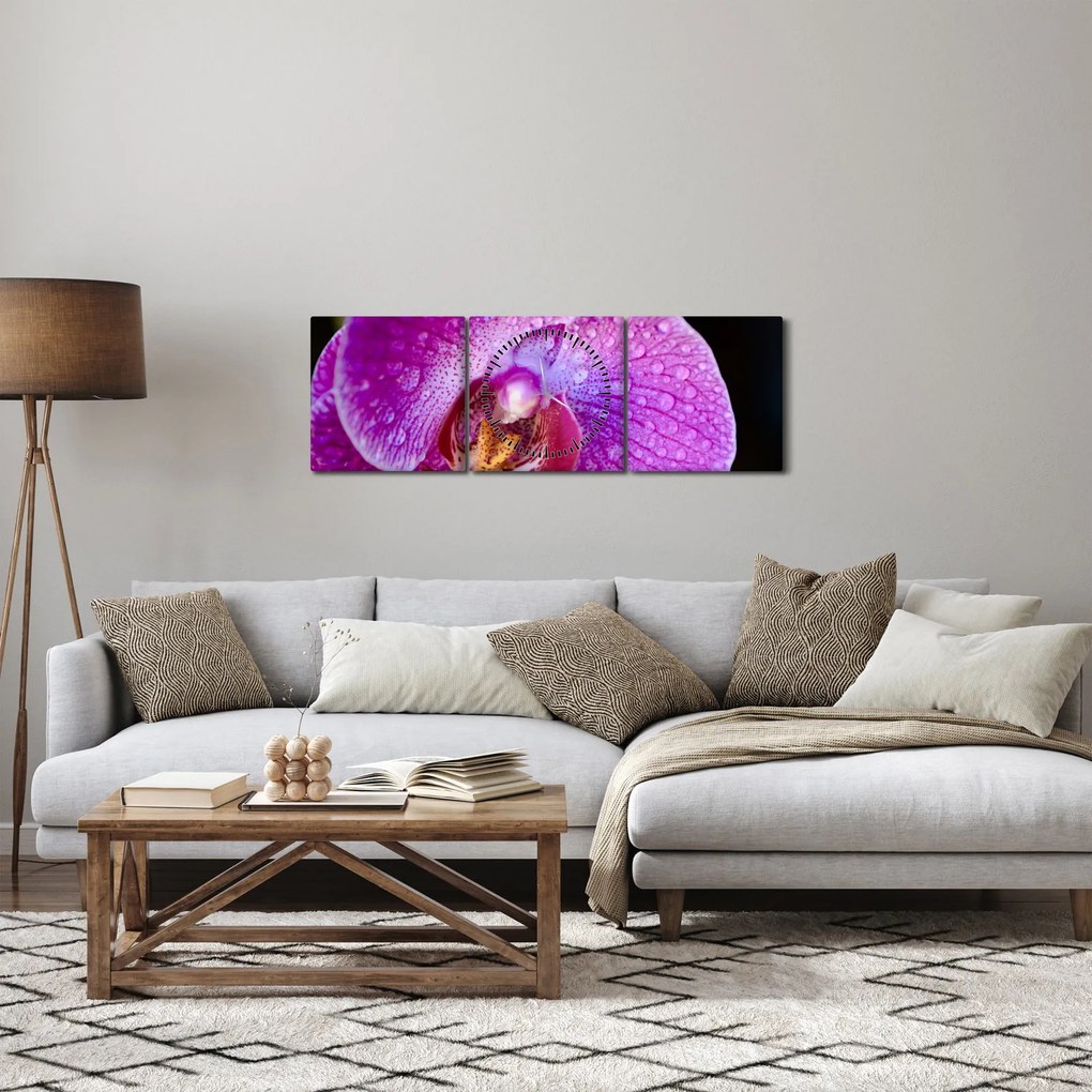 Részletes kép az orchidea virágról (órával) (90x30 cm)