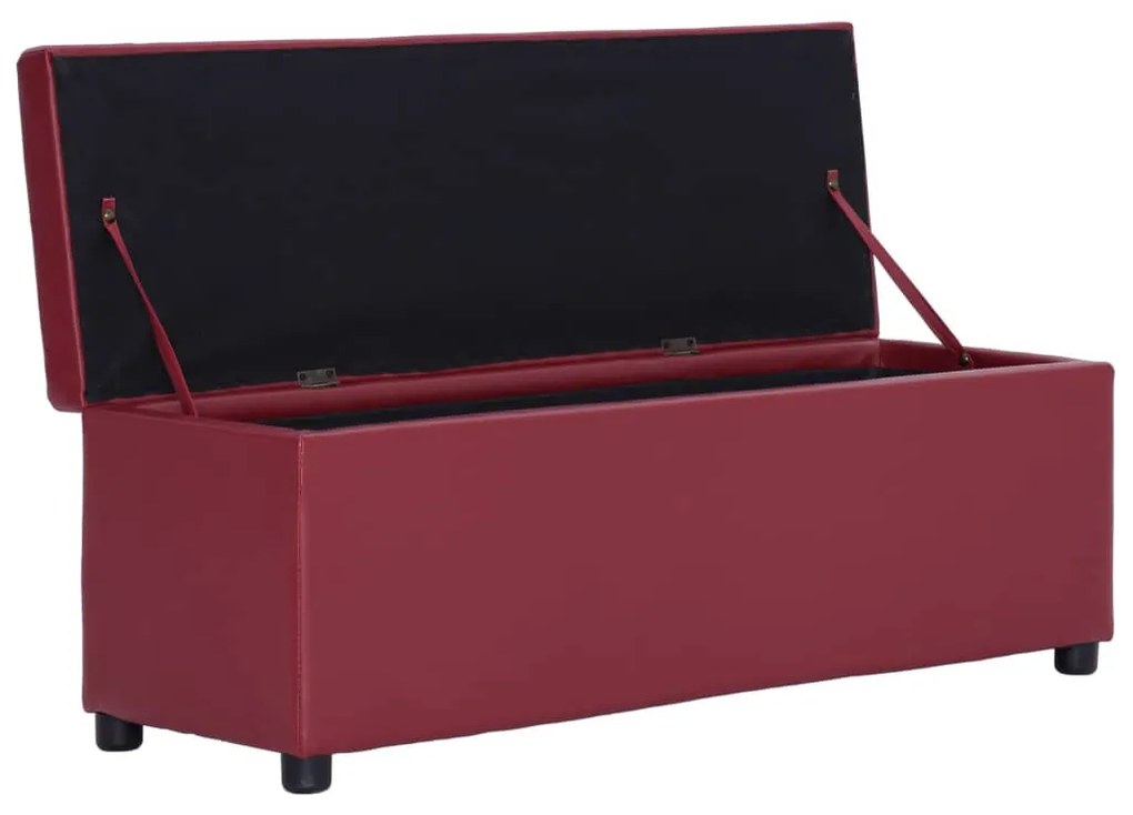 bordó műbőr pad tárolórekesszel 116 cm