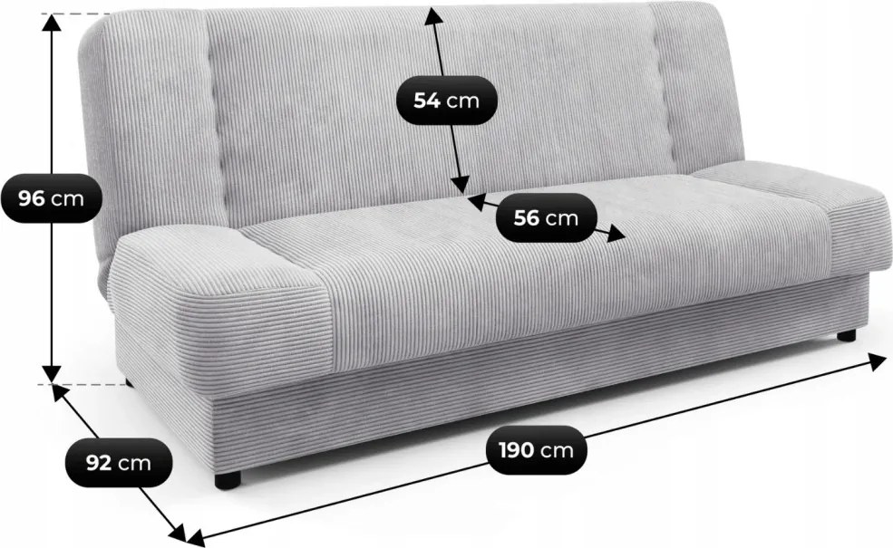 Wersalka Rozkładana PIANO Szara Sztruksowa