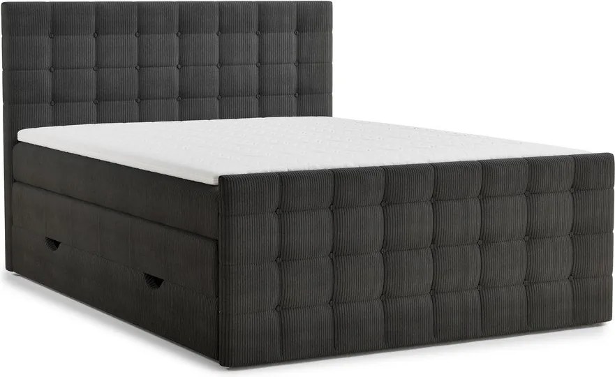 Antracitszürke ágyneműtartós boxspring ágy 180x200 cm Tasca – Maison de Rêve