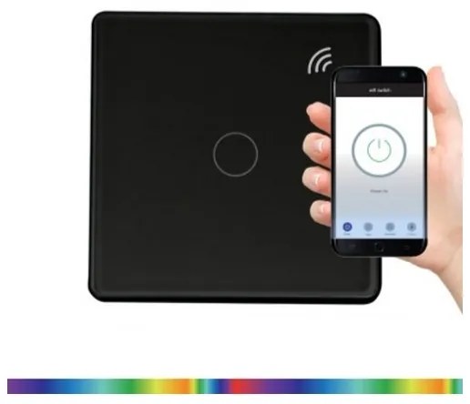 Érintős kapcsoló 1-pólusú SMART 800W/230V fekete Wi-Fi Tuya