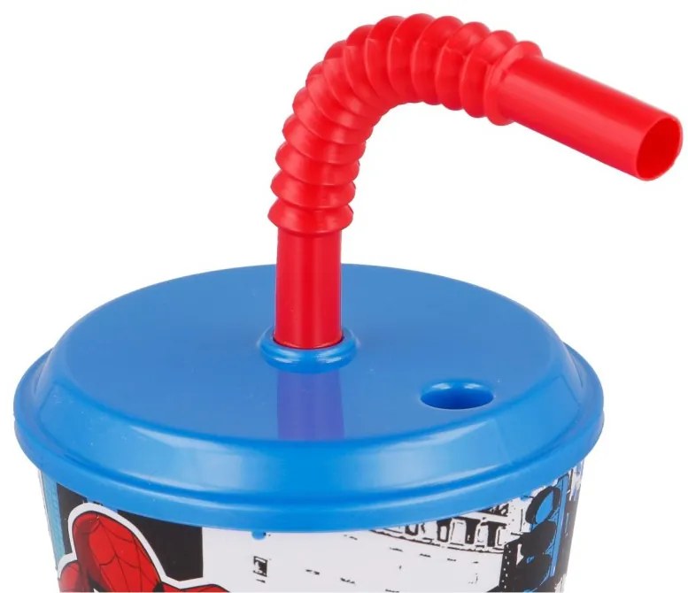 Pókember Streets szívószálas pohár, műanyag 430 ml