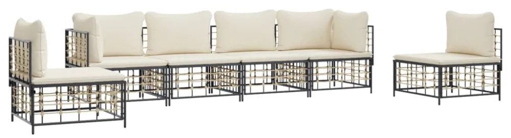 vidaXL 6 részes antracitszürke polyrattan kerti ülőgarnitúra párnákkal