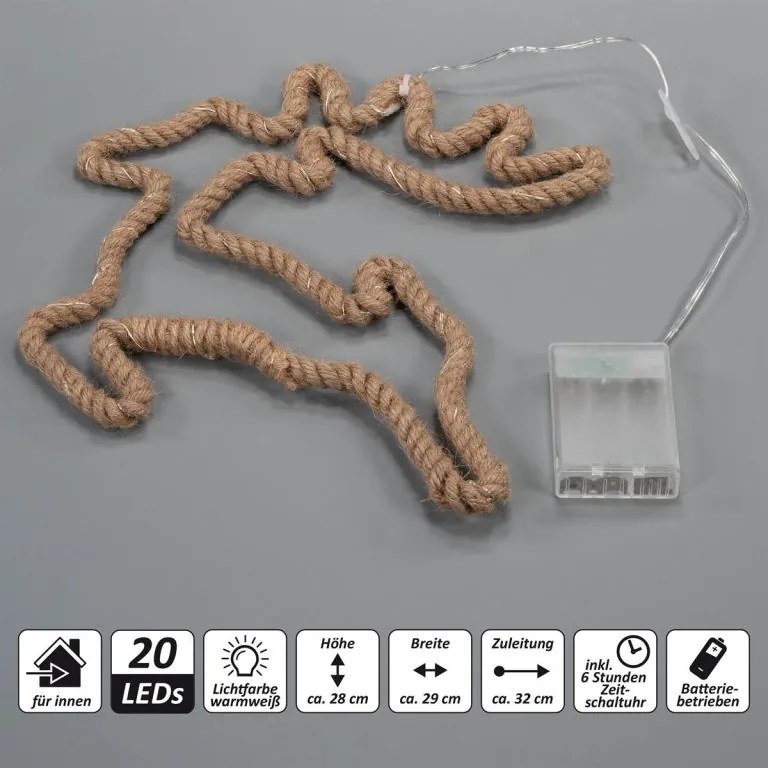 Karácsonyi dekoráció rénszarvas 28x29 cm 20 LED fehér 2 db