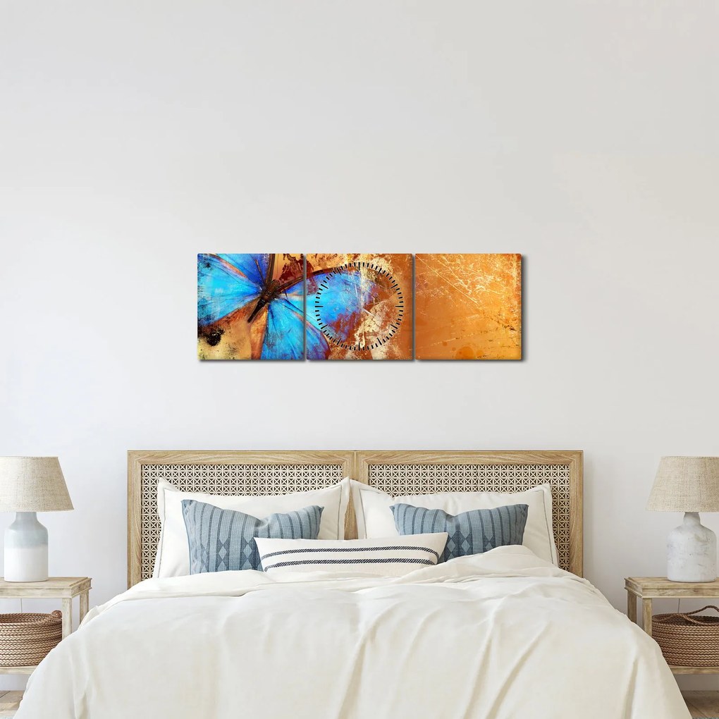 Kép - Kék pillangó (órával) (90x30 cm)