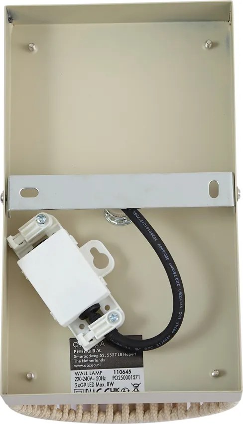 Japandi bézs fali lámpa kötéllel IP44 - Jayla