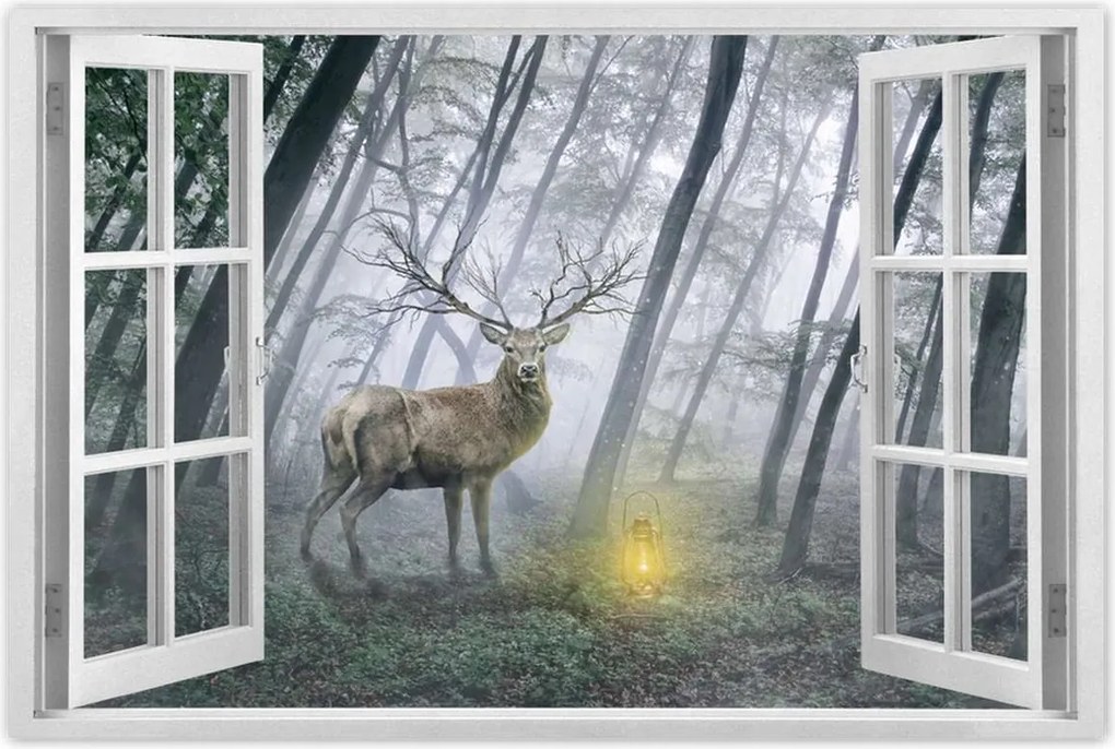 Poszterek 90x60 Szarvas az erdőben