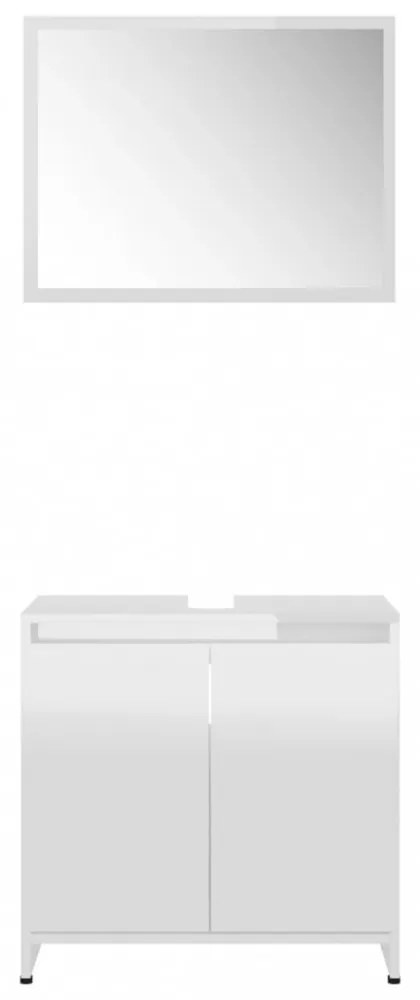 vidaXL magasfényű fehér szerelt fa fürdőszobai bútorszett