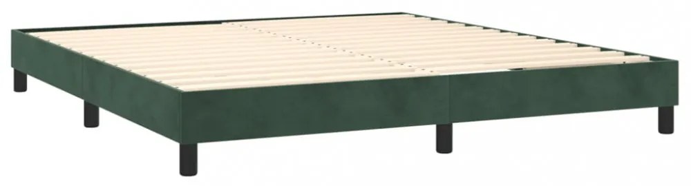 sötétzöld bársony rugós és LED-es ágy matraccal 160x200 cm