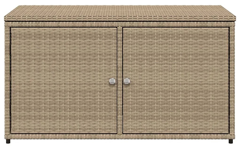 bézs polyrattan kerti tárolószekrény 110 x 55 x 60,5 cm