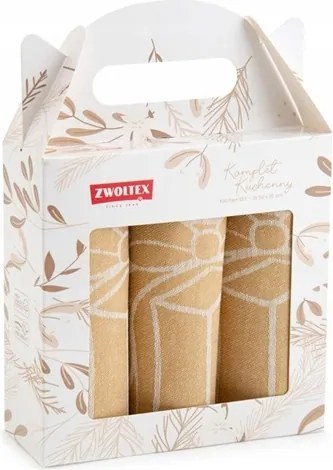 Karácsonyi konyhai törlőkendő szett 3 db-os Christmas Charm borostyán