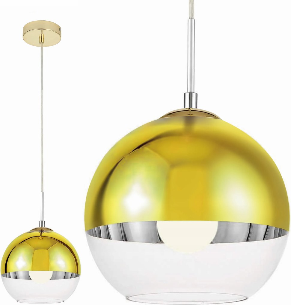 Lámpatest Arany Üveggömb Függeszték E27-ES Izzóhoz, Állítható