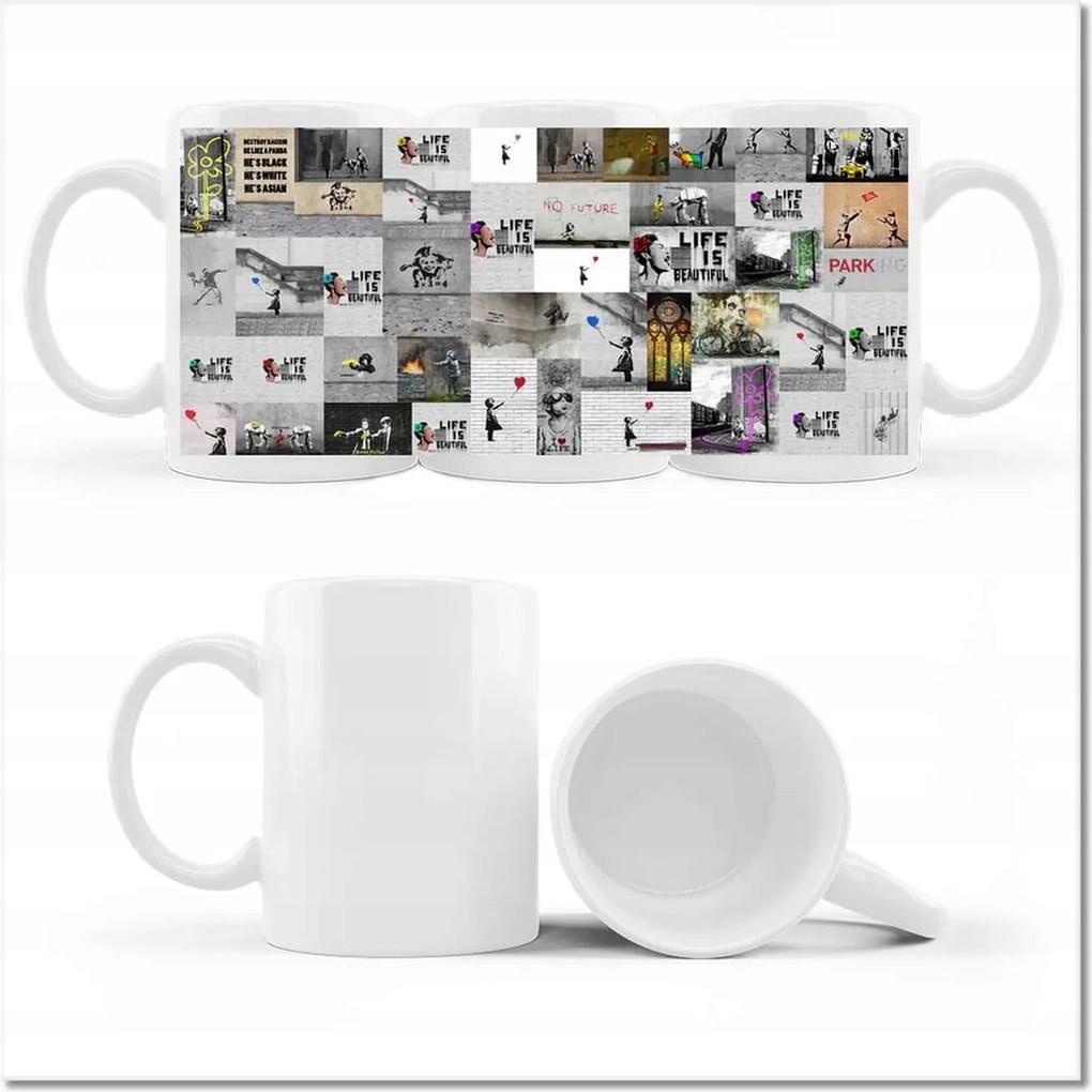 Banksy Megamix nyomott mintás bögre Kollázs