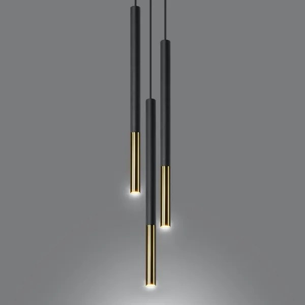 Csillár zsinóron MOSAIC 3xG9/12W/230V fekete/arany