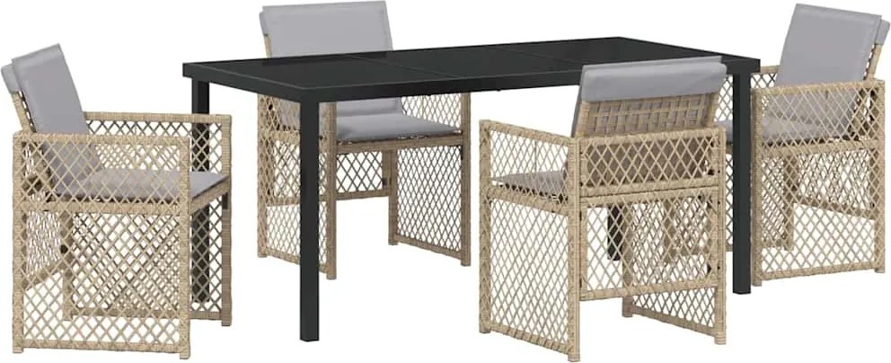 vidaXL Kert étkező szett 5 pcs Bézs polirattan